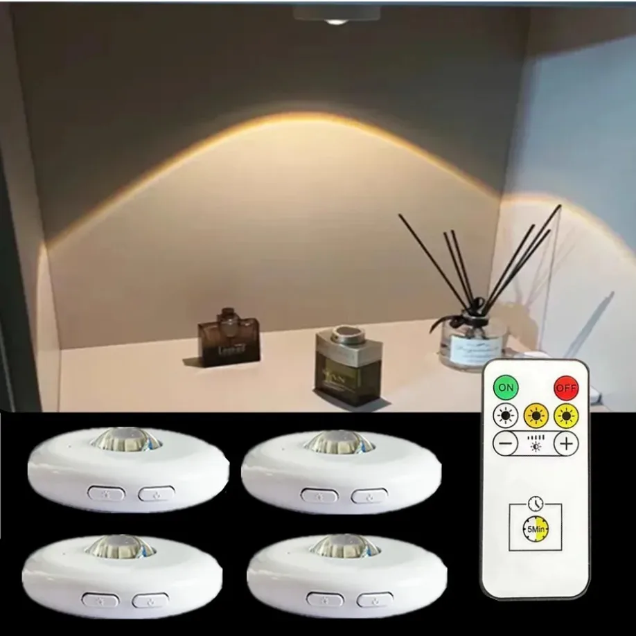 Veilleuse LED sans fil super lumineuse avec télécommande, lumières à intensité variable, sous armoire, placards, armoire, cuisine, chambre