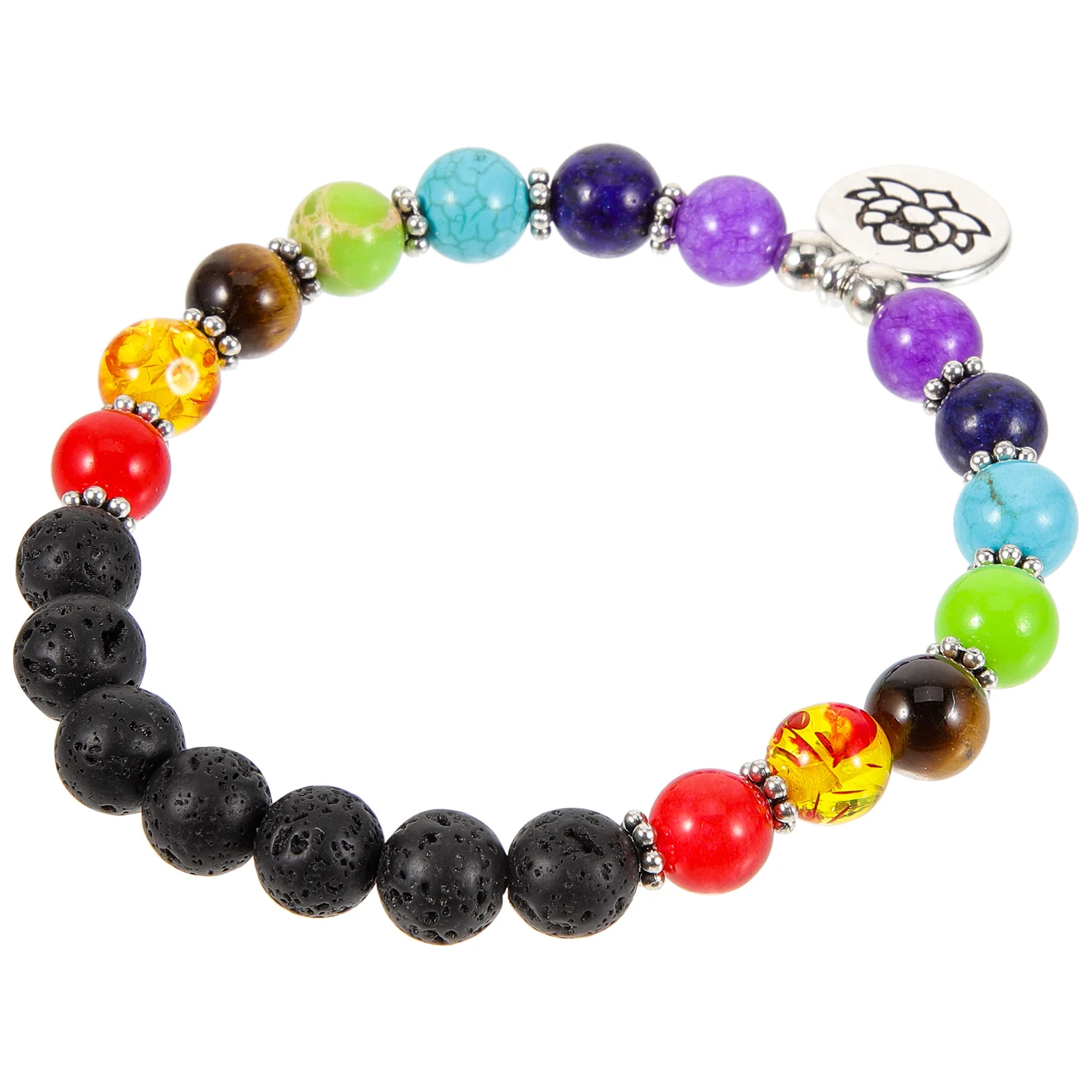 

Lotus Pendant Natural Stone Chakra Beaded Bracelet Mental Health Durable Practical Great Gift Men Women Dating Shopping Travel