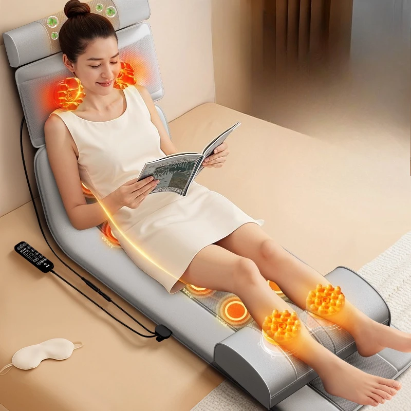 Electric Mattress Airbag Traction Stretch Neck Waist Back Massager Full Body Massage Mats Heated Massage Chair with Foot Rest