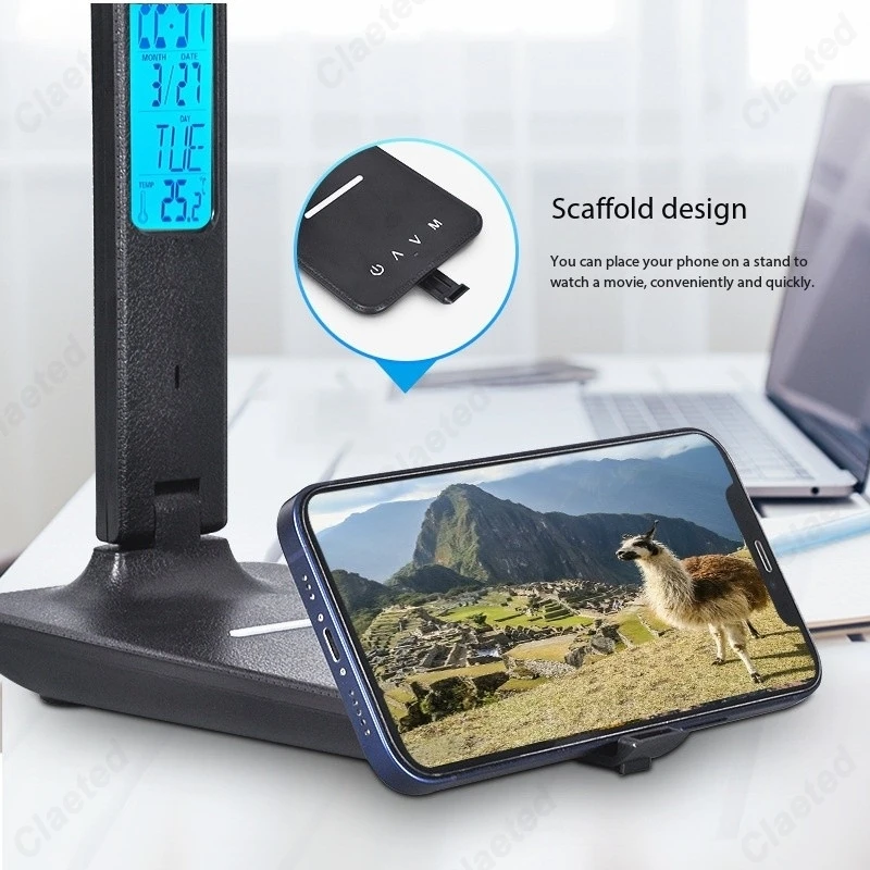 Creative New LED Eye Protection Desk Lamp Foldable Five-level Brightness Level 10W Wireless Charging Office Study