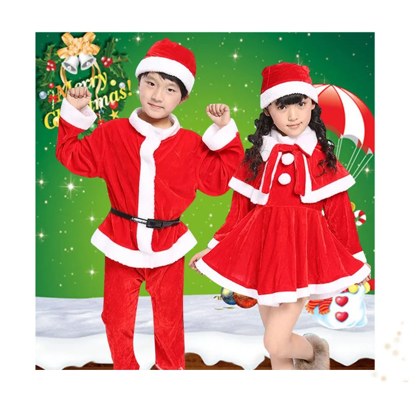 New Year Toddler Baby Girls Christmas Elk Fleece Costume Red Santa Claus Long Sleeve Princess Dresses With Hat & Shawl Xmas