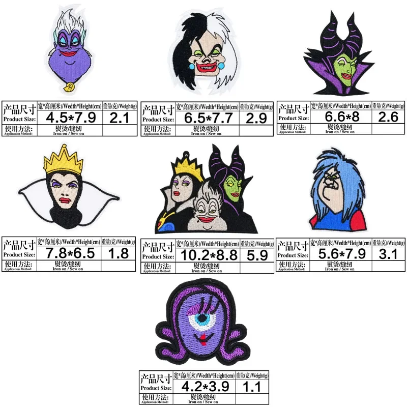 Disney Villain Maleficent The Evil Queen Cartoon Embroidered Fusible Patch for Clothing Thermoadhesive Patches on Clothes Jacket