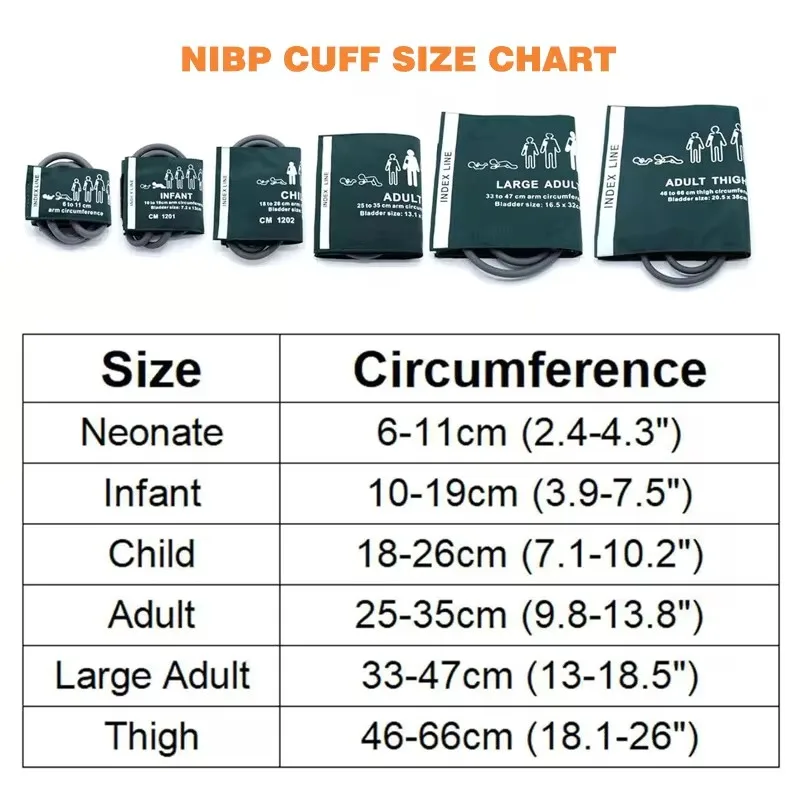 Dual Tube Adult Neonate Infant Child Upper Arm Blood Pressure BP Cuff Band Belt for Medical Sphygmomanometer Patient Monitor D2