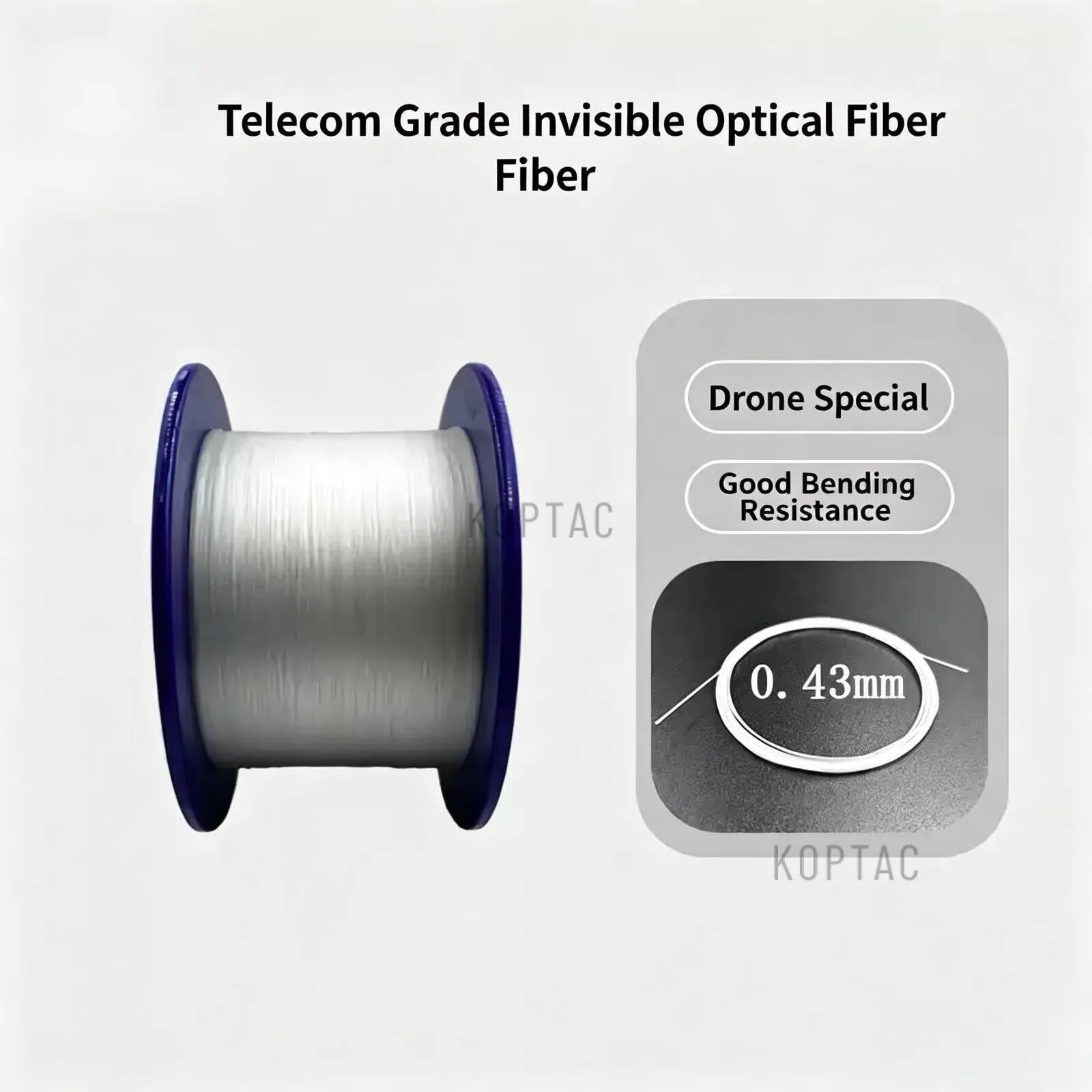 For ​1Km  G.657A2 Bare Optical  Cable FPV Drone Fiber Wire Anti-break  High Strength Test  optic long flying