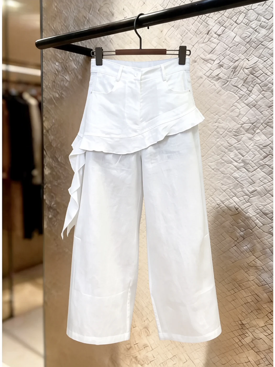 

Unique Design Slimming Casual Pants Women's High Waist Wide Leg Straight Cut Summer Trendy Laid Back Eighteen Pants