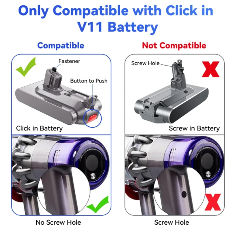 ✅Upgraded For Dyson 12800mAh 21.6V/25.2V Li-ion Battery Replacement Compatible with Dyson V10 V11 V12 Cordless Vacuum Cleaner