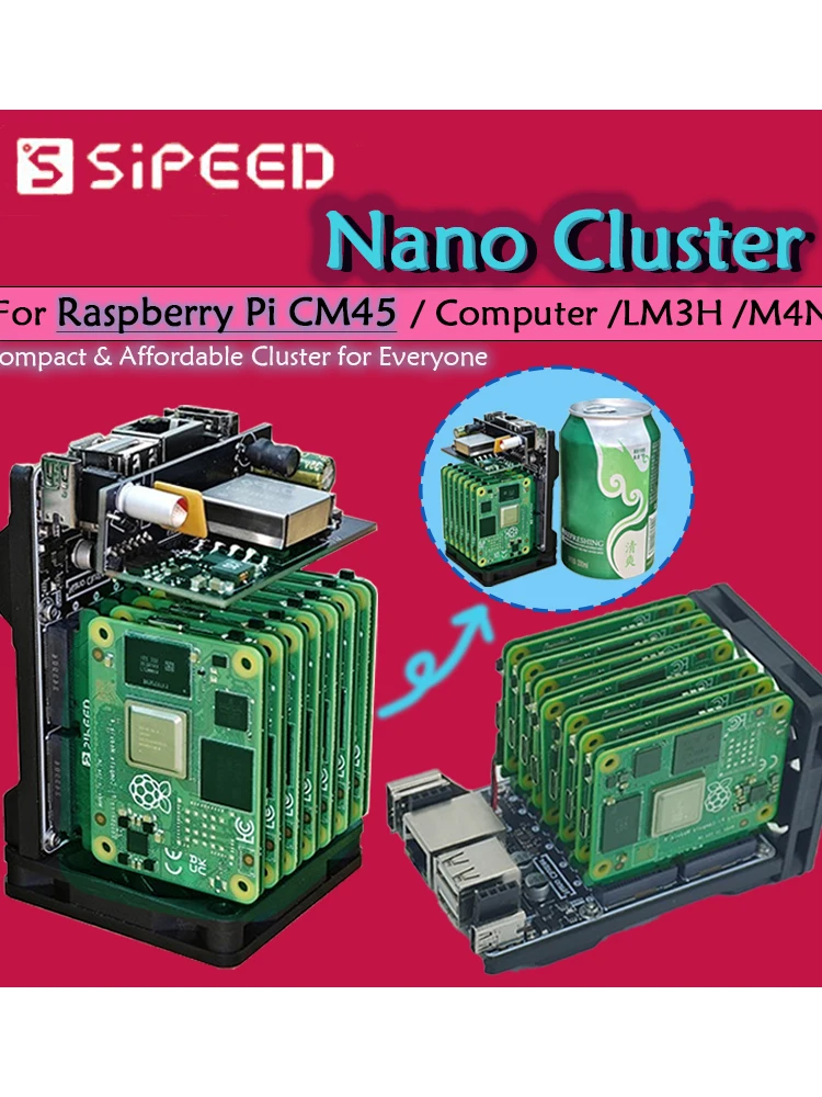 Sipeed NanoCluster dla Raspberry Pi CM4/Raspberry Pi CM5/LM3H/M4N Kompaktowa, niedrogia mini płyta klastra DataCenter — 2