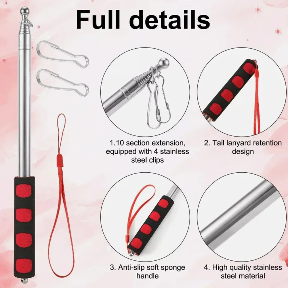 Portable Handheld Flagpole Designed for Outdoor Education and Guiding Features Adjustable Length Up to 2 5 Meters