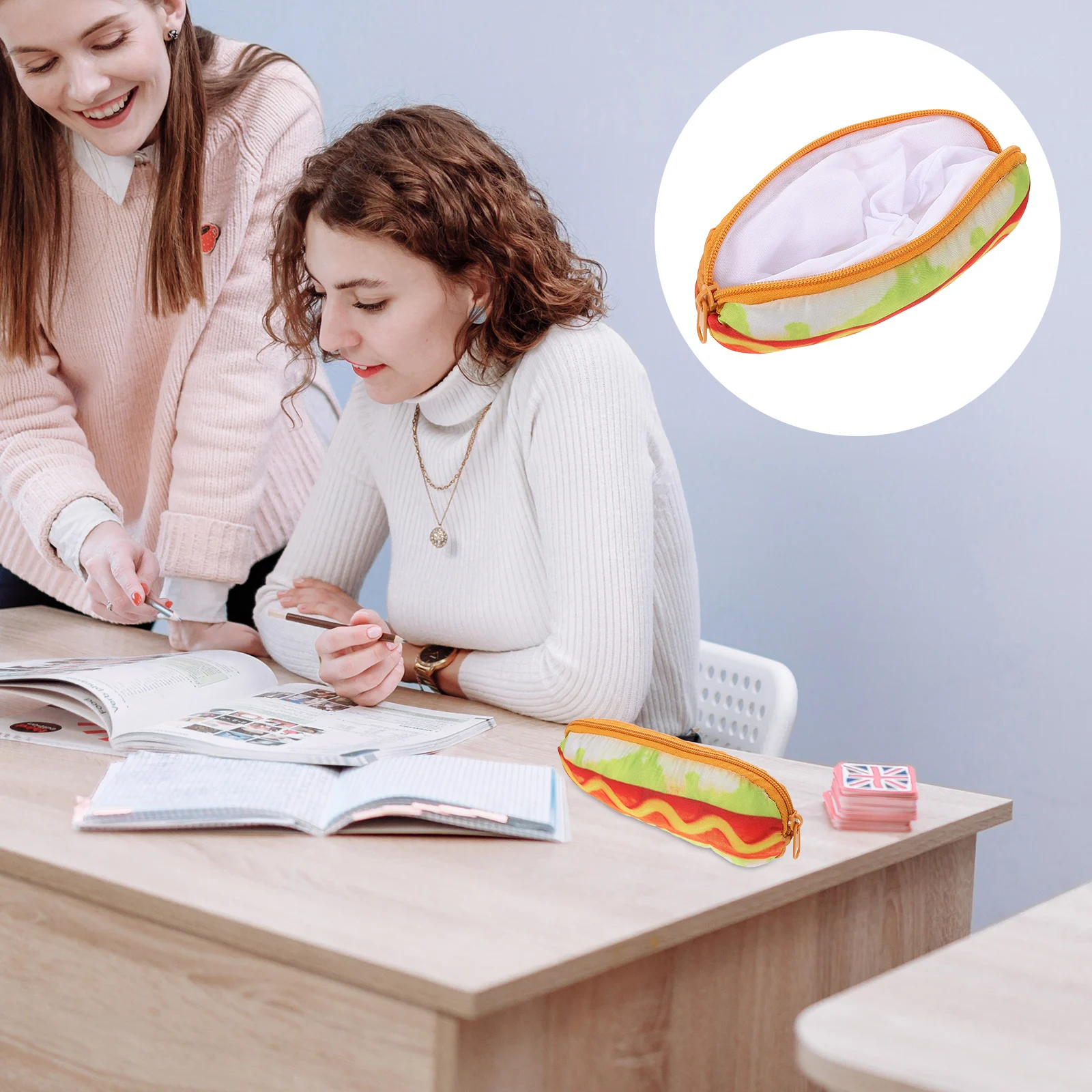 

Hot Dog Pen Bag Pencil Case 's Stationery Storage Cute Cartoon Kawaii School Plastic Girl Cases