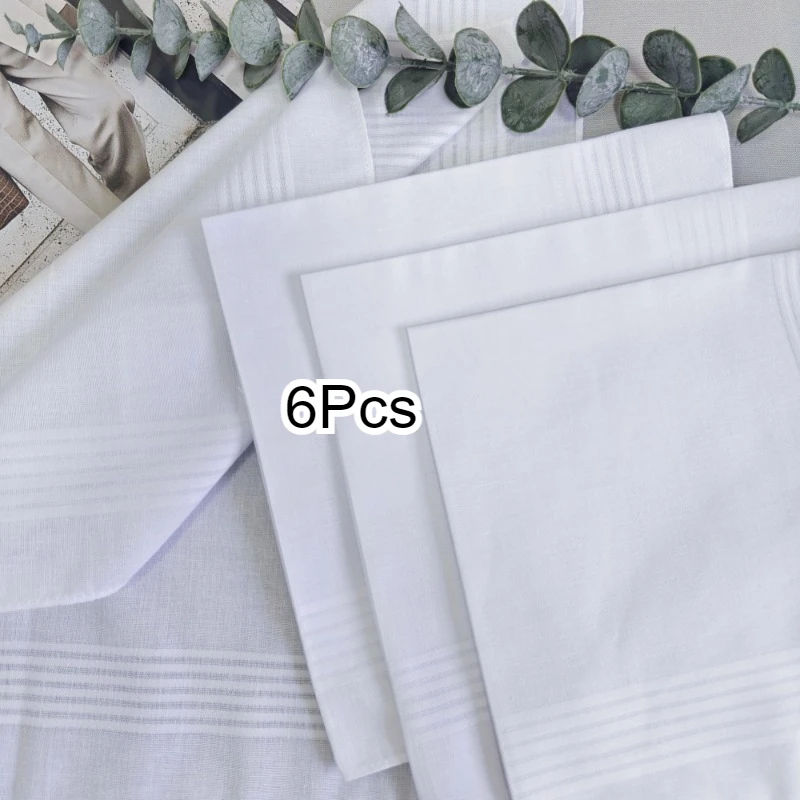 

6 шт. тонкий хлопковый носовой платок 40 см, чистый белый носовой платок. Деловой костюм, салфетка, ресторан, школьные принадлежности для каракулей, однотонные