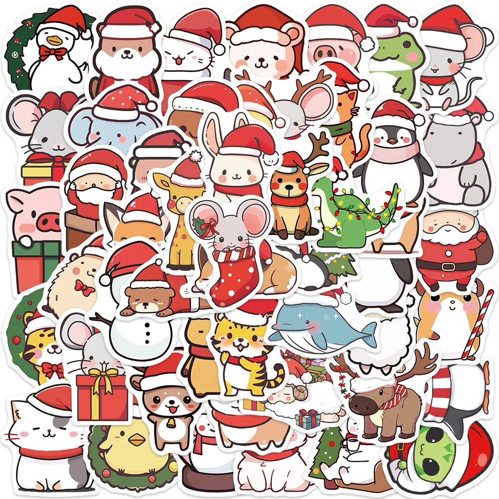 50 قطعة عطلة جديدة عيد الميلاد أعواد تزيين مقاوم للماء الحيوان القرطاسية الديكور جراب هاتف كوب ماء طالب لعبة طفل