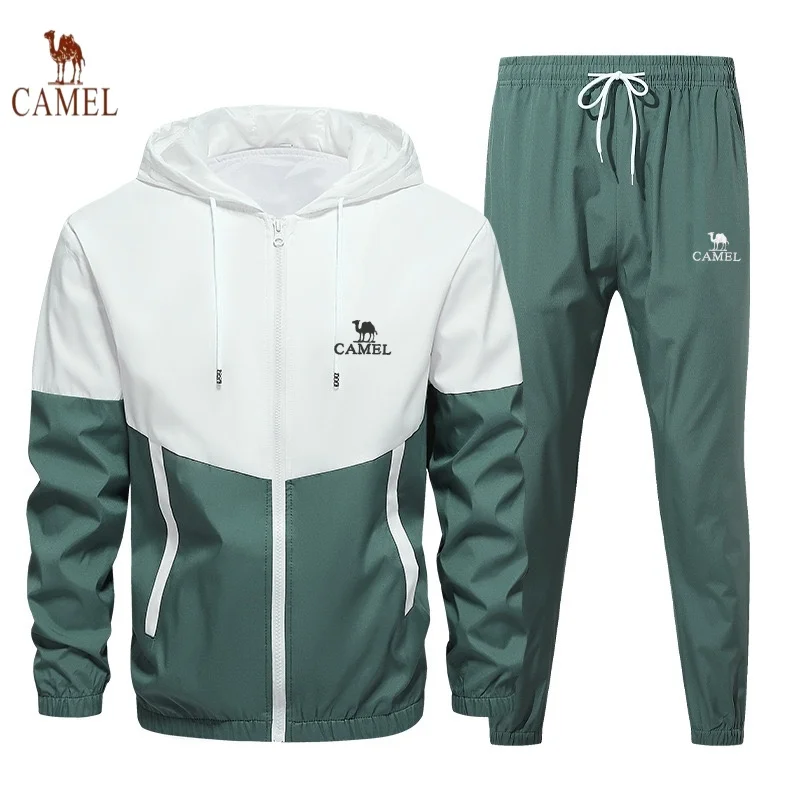 Spring and Autumn Men's Embroidered Hooded Sports and Leisure Set New Fashion Jacket and Pants 2-piece Hip Hop Sports Set