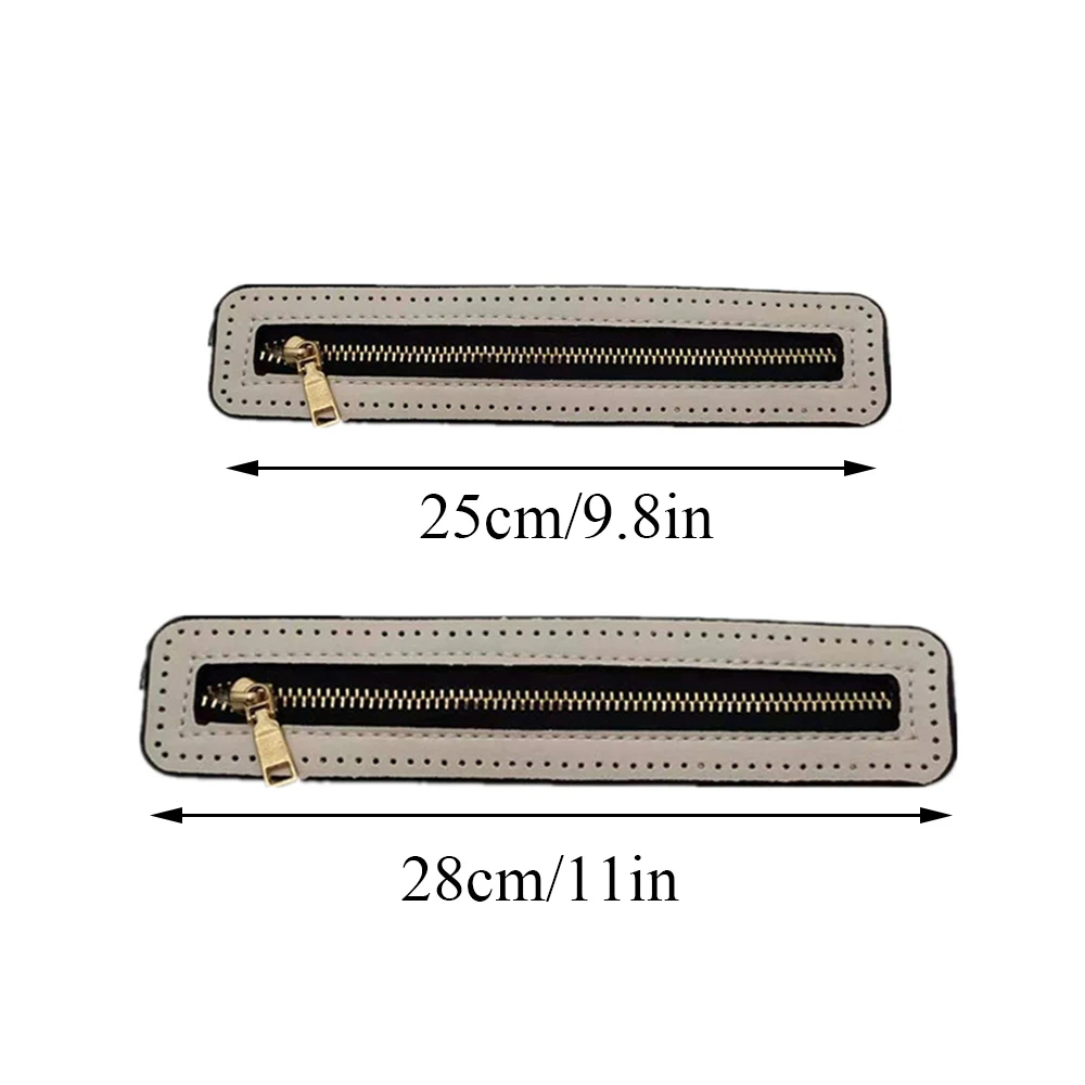 Replaceable Diy Pu Leather Zipper For Crochet Bag Hardware Handbag Leather Zipper All-Match Woven Bag Sewing Accessories 25/28Cm