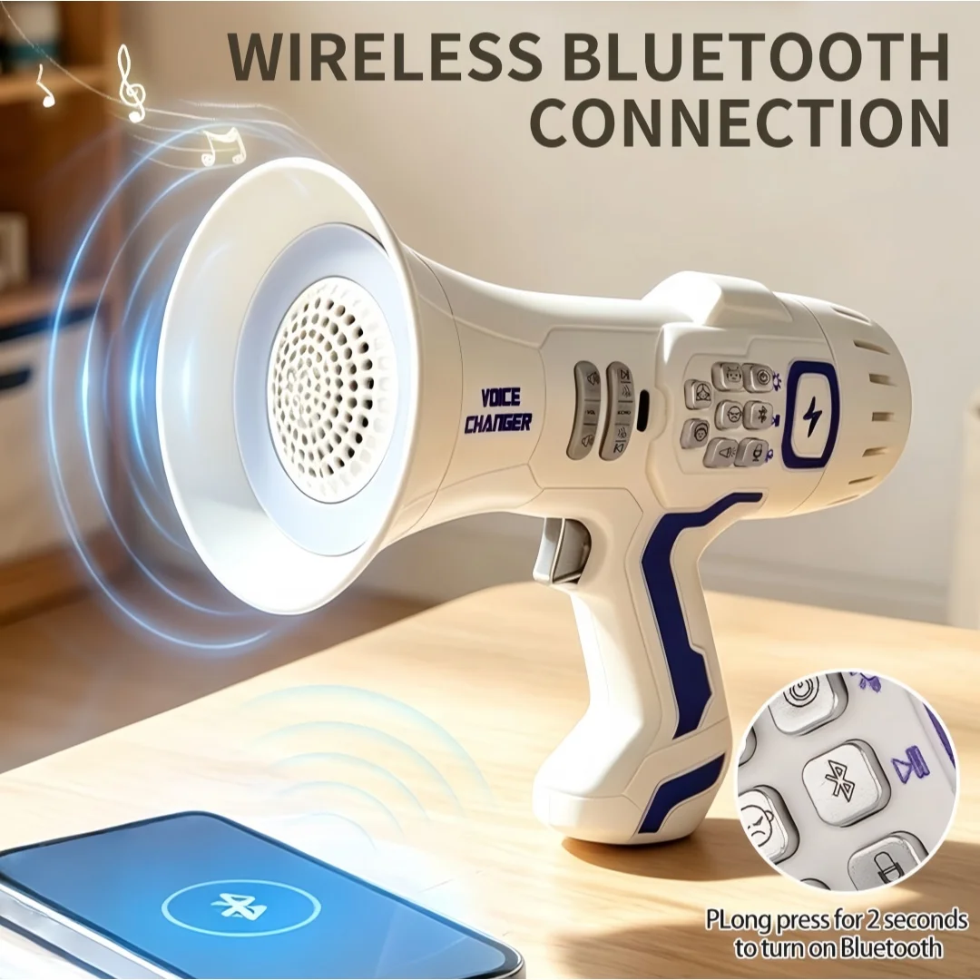 Mini Voice Changer Toy for Kids Handheld Megaphone Bluetooth Speaker 5 Voice Effects Recording Playback Karaoke Children Birthda