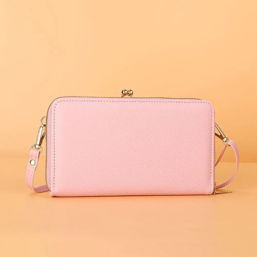 Simple Zipper Phone Crossbody Bag PU Multifunctional Leather Wallet Single Shoulder Coin Purse Women Card Holder Mobile Phone