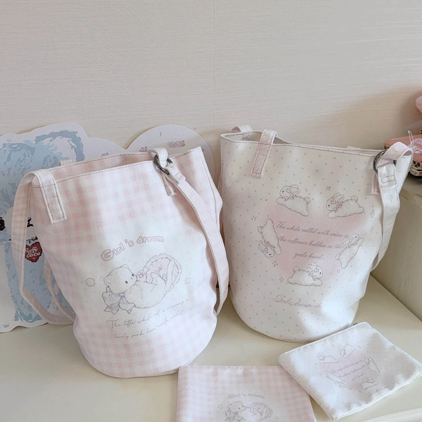 Cartoon Pattern Handheld Shoulder Bag Large Capacity Storage Bag For Students Daily Travel Versatile Wallet Cute Cat Canvas Bag