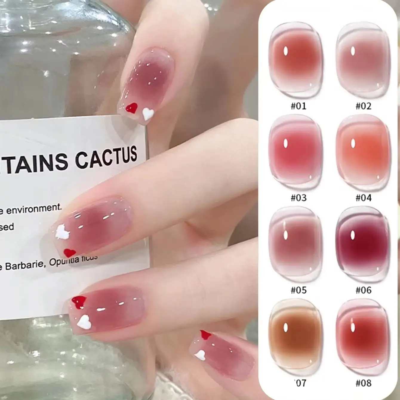 MIANEL 2026 Pure Desire Blush Jelly Gel Nail Polish 1-8PCS Set Ice-Clear Nude Pink Red Fall Nails Popular Color