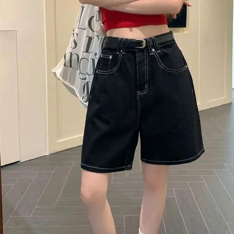 

Women Y2K Summer Streetwear Gyaru Harajuku Baggy Denim Shorts Acubi Straight Button Low Rise Jean Short Pants 2000s Alt Clothes