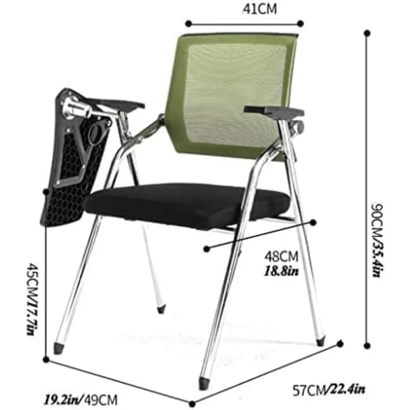 Cadeira do estudante com anexado, cadeira de escritório com apoio lombar, mesa dobrável do computador, Tablet Arm Writing