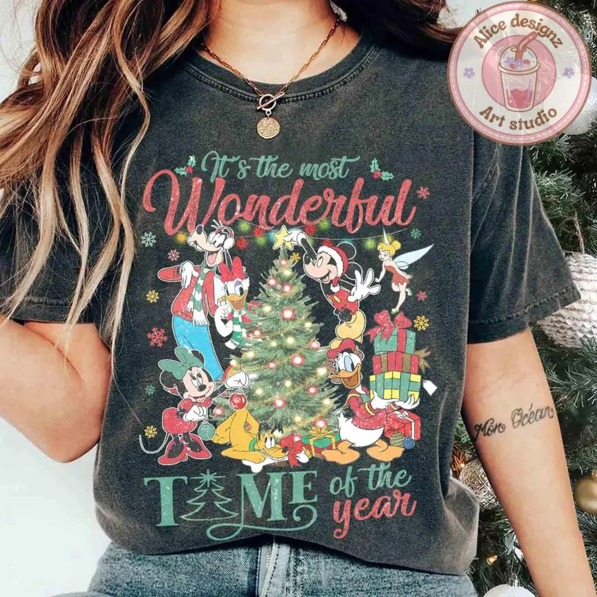 هذا هو أروع وقت في السنة! قميص عيد الميلاد، هوديي ريترو ديزني لاند، تي شيرت عيد ميلاد سعيد