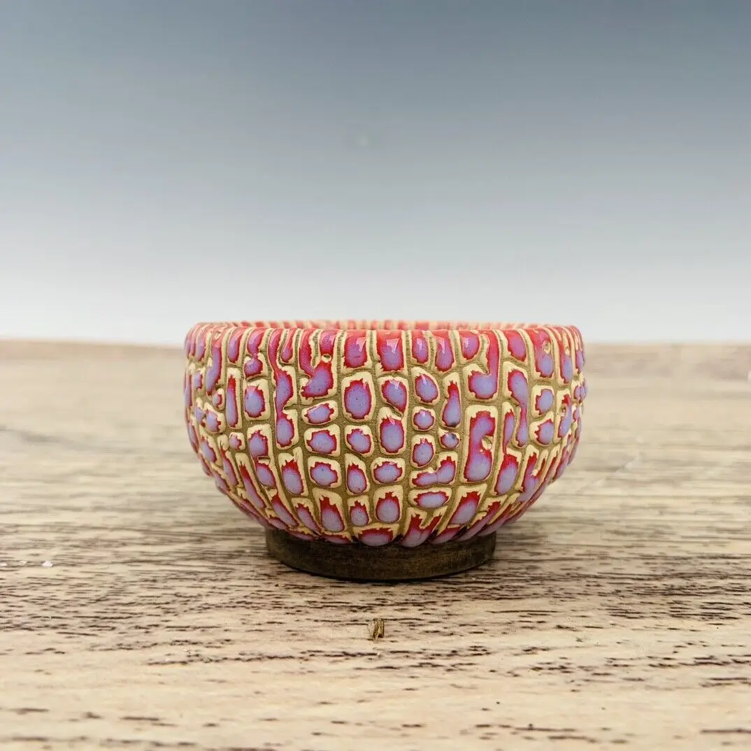 

2.9" Chinese Old Porcelain song dynasty jun kiln Fambe red glaze jianzhan Teacup