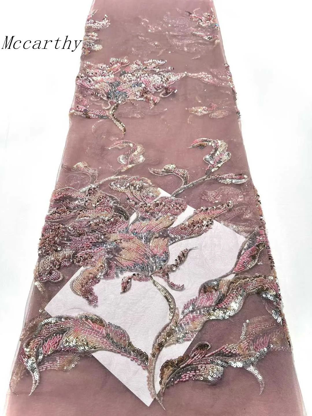 

Mccarthy 2026 Luxury High Quality Dubai Sequence Mesh Material Royal Bridal Elegant Beaded Lace Fabric For Wedding Dresses