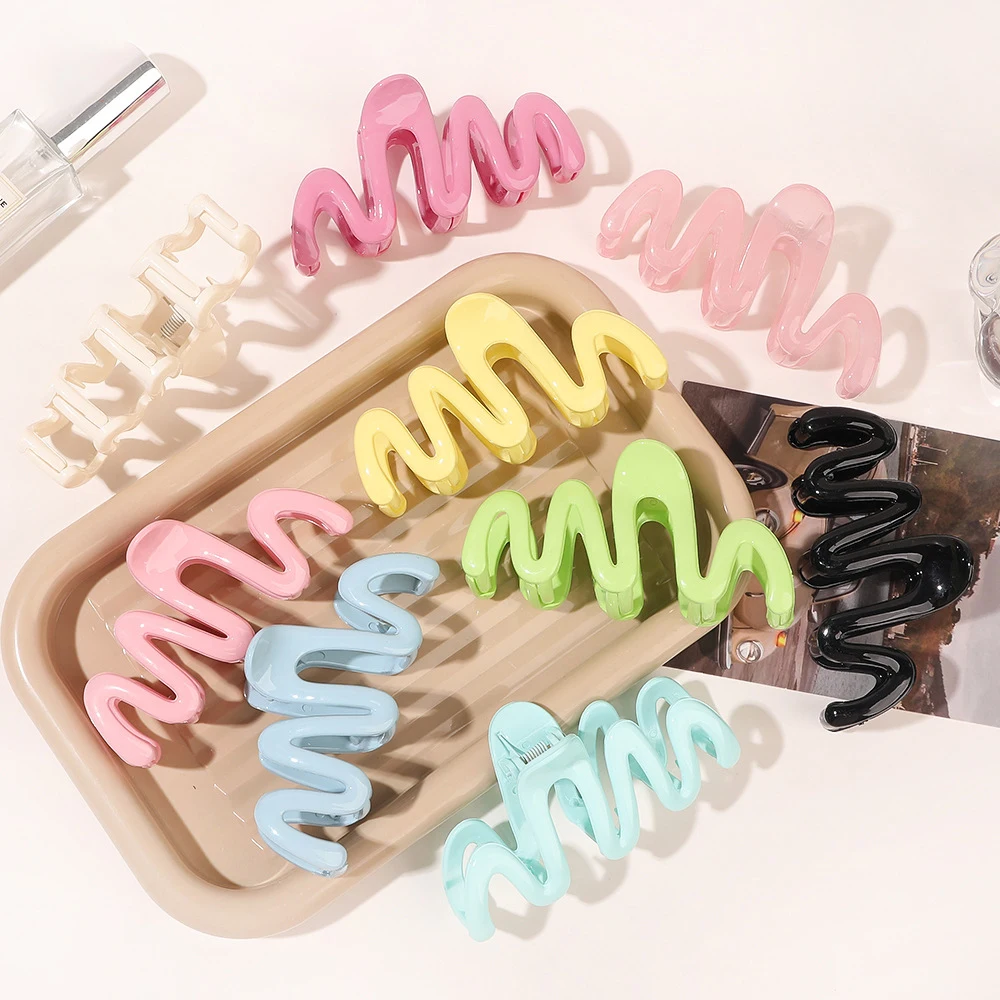 New in Colorful Color Wave Crab Hair Claw Clip for Women Girls Fashion Korean Large Hairpin Claws Clips Accessories Headdress