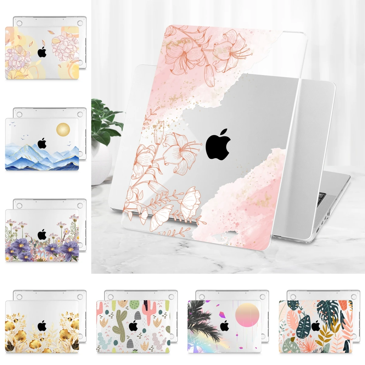

Pink crystal flower pattern for MacBook 2025 Pro 14 A3434 M5 Air 13 15 A2681 A3113 A3240 M2 M3 M4 Pro 16 13 M1 A2337 A2338 A3403