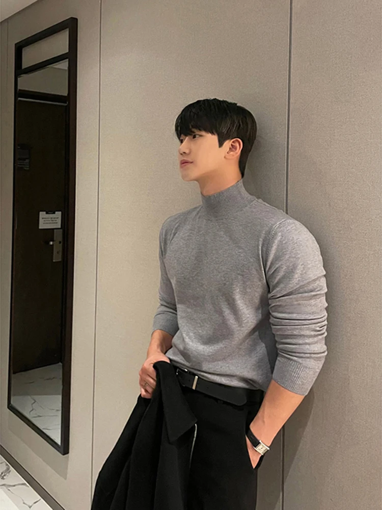 

ay f-High Collar Men's Sweater Slim Fit Winter Knitted irt Inner Wear Base Layer for Coat Casual Leisure Faion
