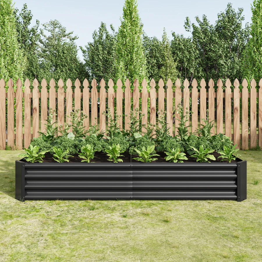 

Outdoor raised garden bed for plants, vegetables, and flowers; galvanized steel; black; rust-resistant, durable, easy assembly