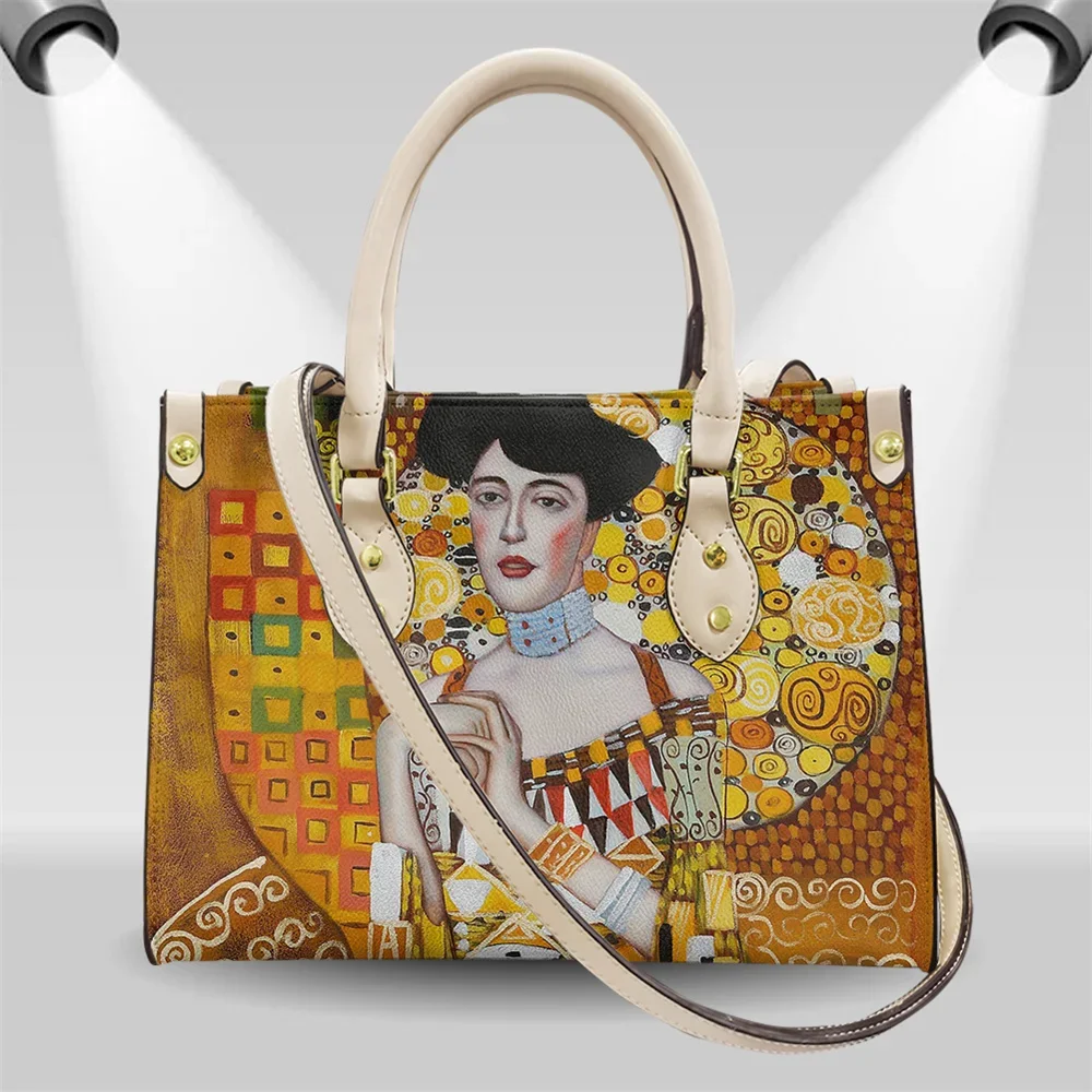 

Oil Painting Kiss/Waterlily Designer Handbags Gustav Klimt/Monet Women's Leather Shoulder Bags Daily Casual Crossbody Bag Bolso