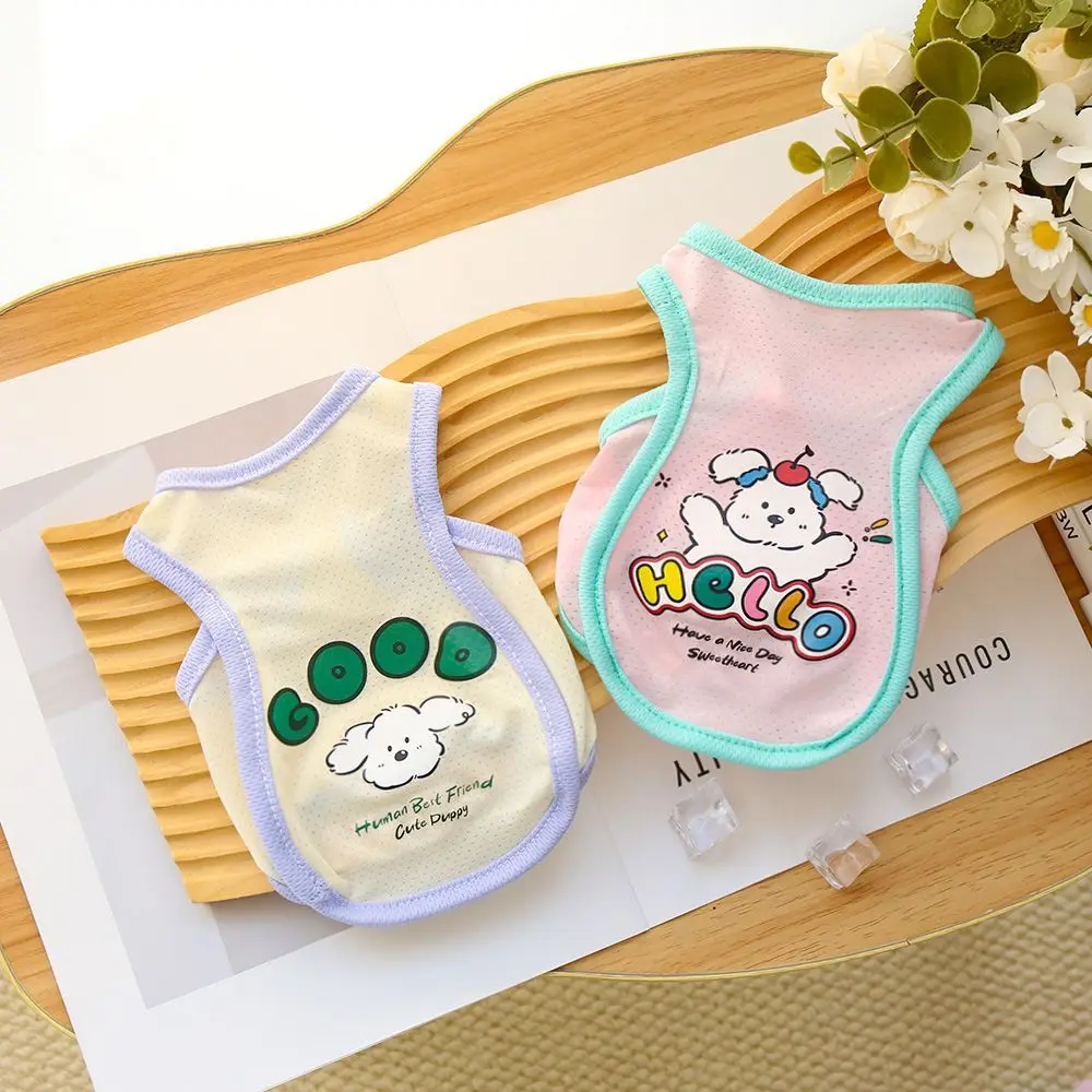 Pet Cat and Dog Outdoor Vest Cute Cartoon Pattern Teddy Bear Summer Cool Clothes Ice Silk Breathable Clothes view 2