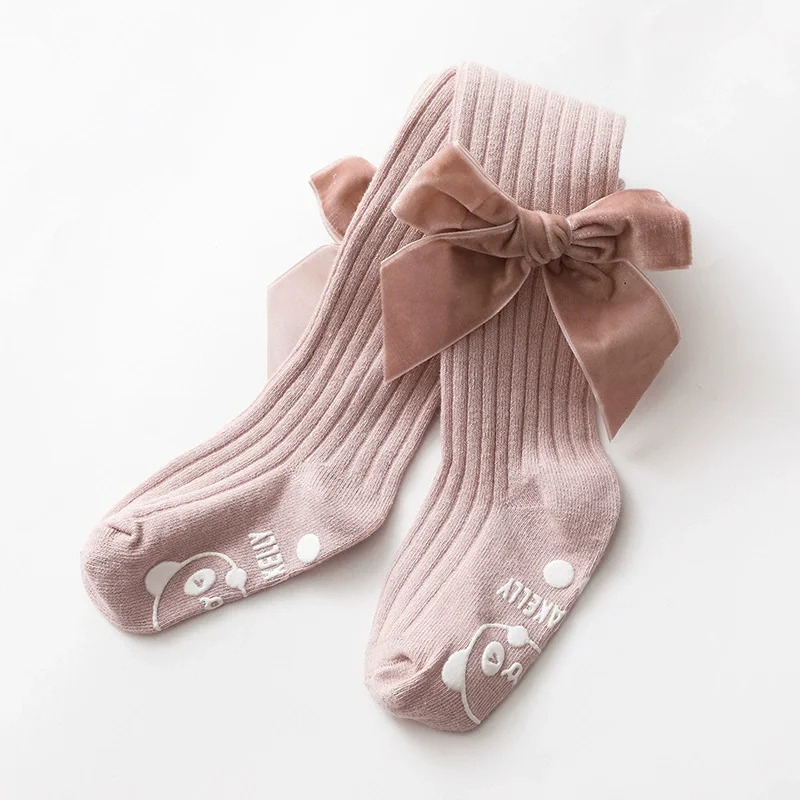 IYEAL Spring Autumn Baby Boys Girls Bow Tights Solid Color Cotton Elastic Pants Newborn Girl Leggings High Waist Pantyhose