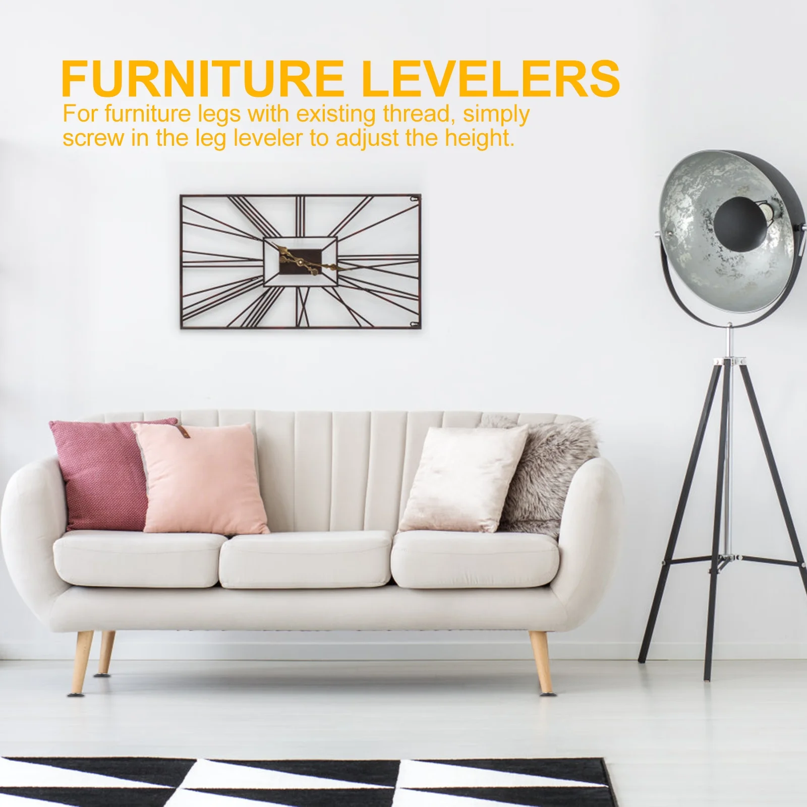 

4pcs Adjustable Height Furniture Feet Levelers Adjustable Leveling Legs for Table Chair Cabinet T Nut Protect Floor