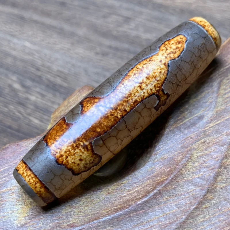 

Tibet Genuine Pure Dzi Bead Premium Patina Dragon Scale Crackle Guanyin Dzi Pendant Patina Oil Smooth Horseshoe Pattern