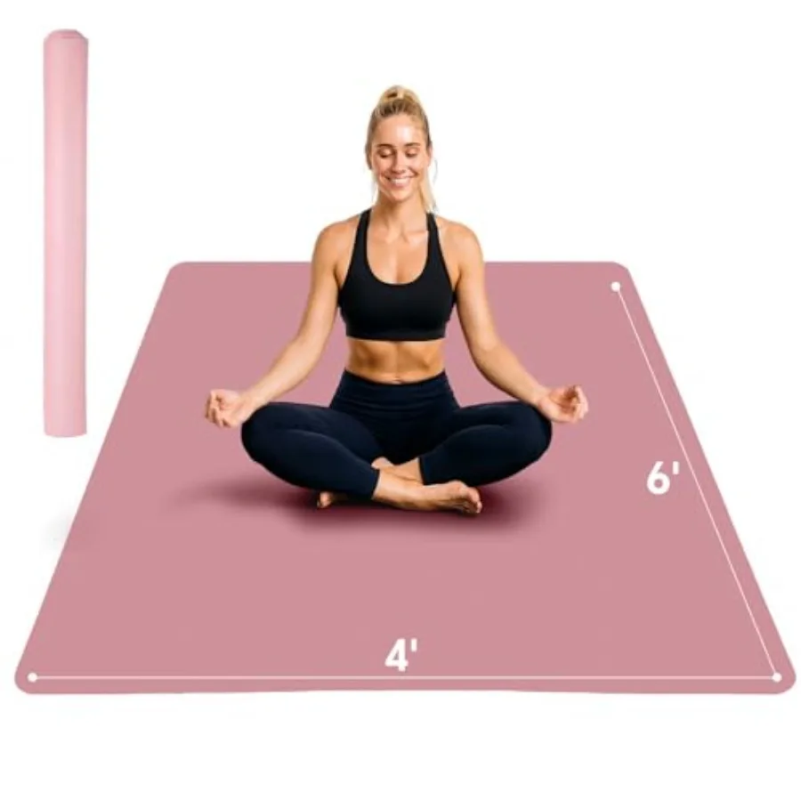 Extra Large Yoga Mat for Home Workouts, Pilates, Stretching: 6'x4', 1/3 1/4 Thick, Non-Slip, Ultra Durable, Wide Exercise Mat i