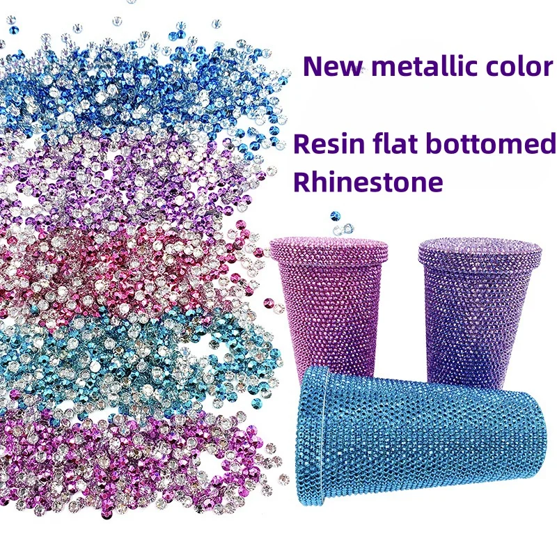 

New metallic color 2-5mm Resin Non Hot Fix Rhinestones Bulk Wholesale Flat Back Plastic Crystals Nail Ab Trimmings Crystals For