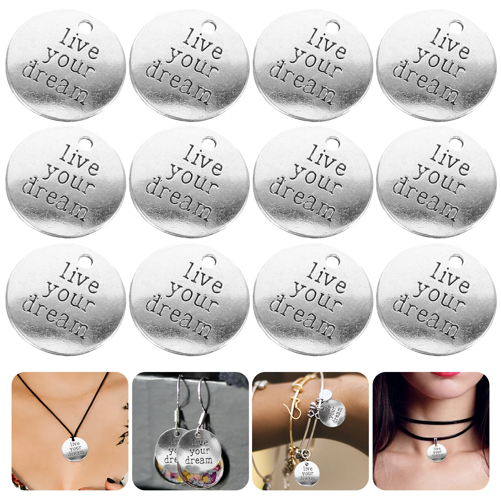 

20pcs Lettering Charms Pendants Engraved Messages Alloy Jewelry Accessories Necklace English Lettering Charms Bracelet Gifts