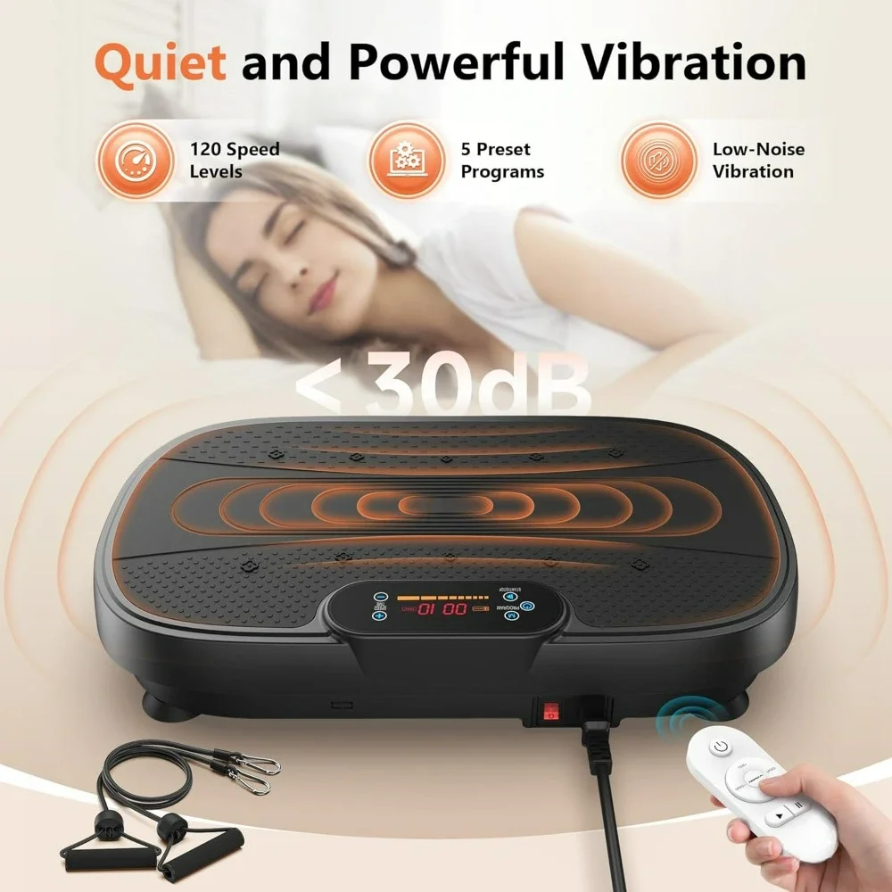 Vibration Plate, Whole Body Vibration Plate Exercise Machine , Power Plate Vibration Plate w/ 2 Resistance Bands for Wellness.