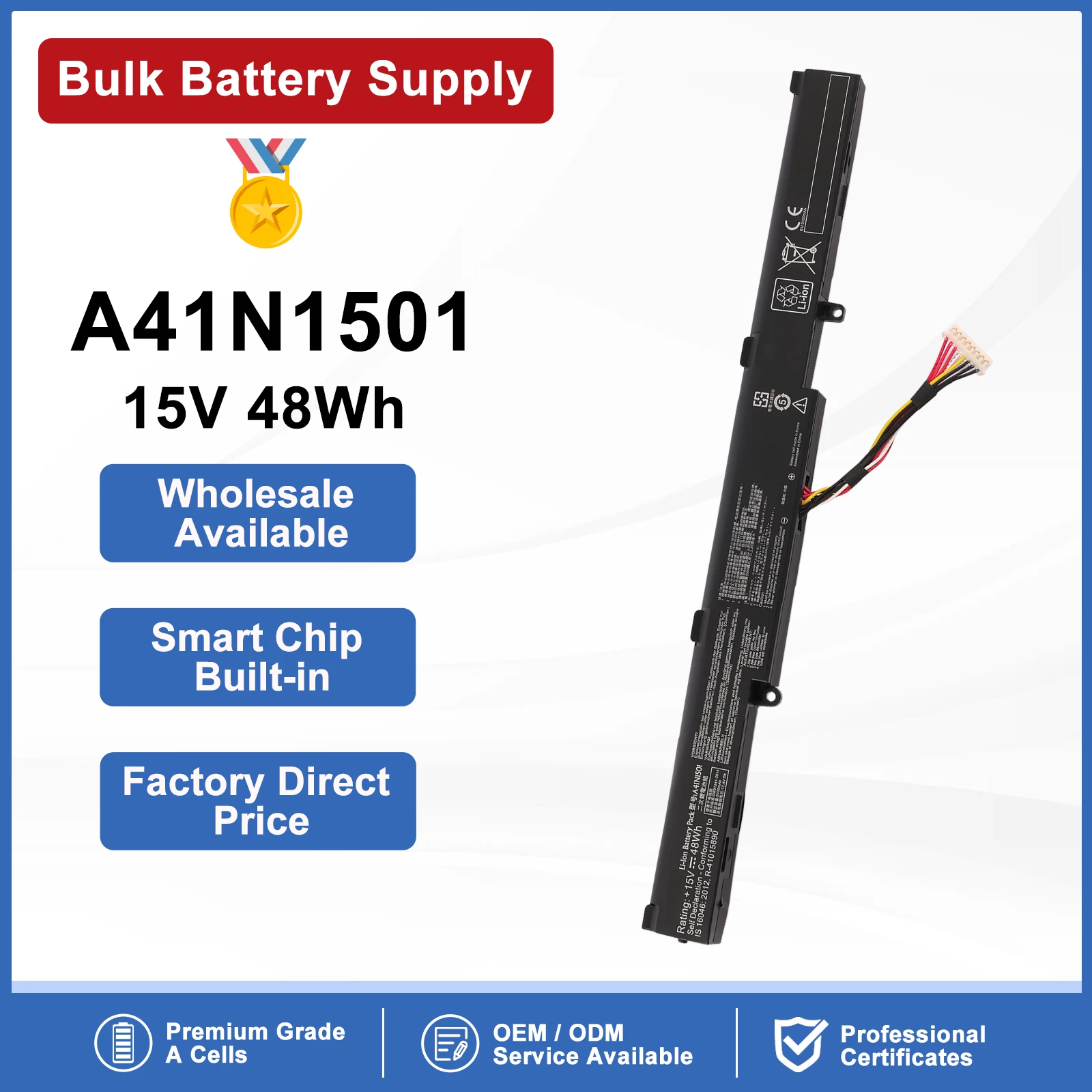 ETESBAY A41N1501 3200mAh/48WH Laptop Battery For ASUS GL752JW GL752 GL752VL GL752VW N552 N552V N552VW N752 N752V N752VW Series