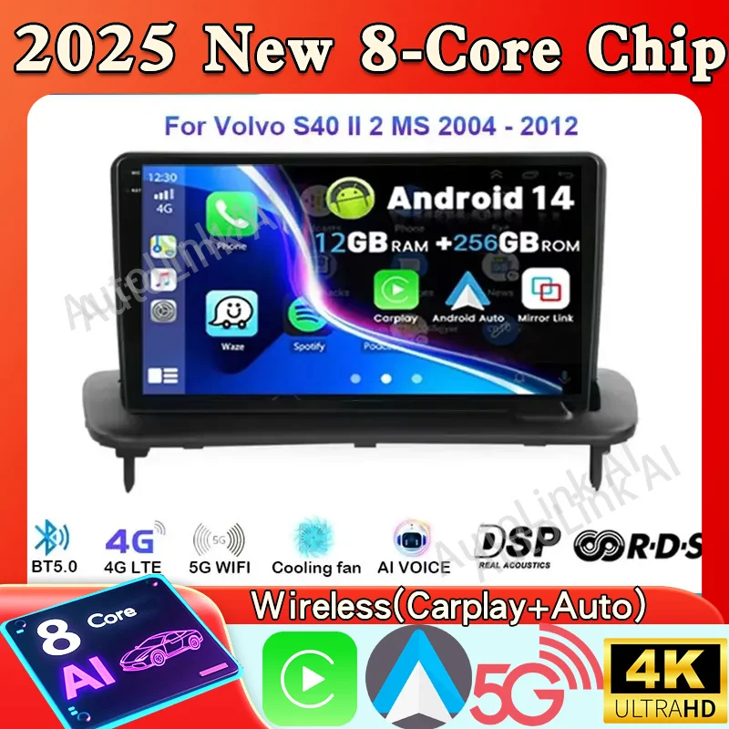For Volvo S40 II 2 MS 2004 - 2012 C30 I 1 2006 - 2013 C70 II 2 2005 - 2013 Android 15 Car Radio Navi Auto Muldimedia