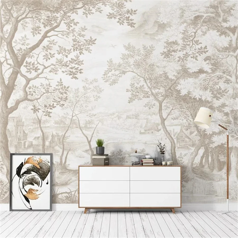 Papel tapiz 3D personalizado, mural europeo francés, paisaje forestal, papel de pared para sala de estar, dormitorio, Fondo de TV, decoración del