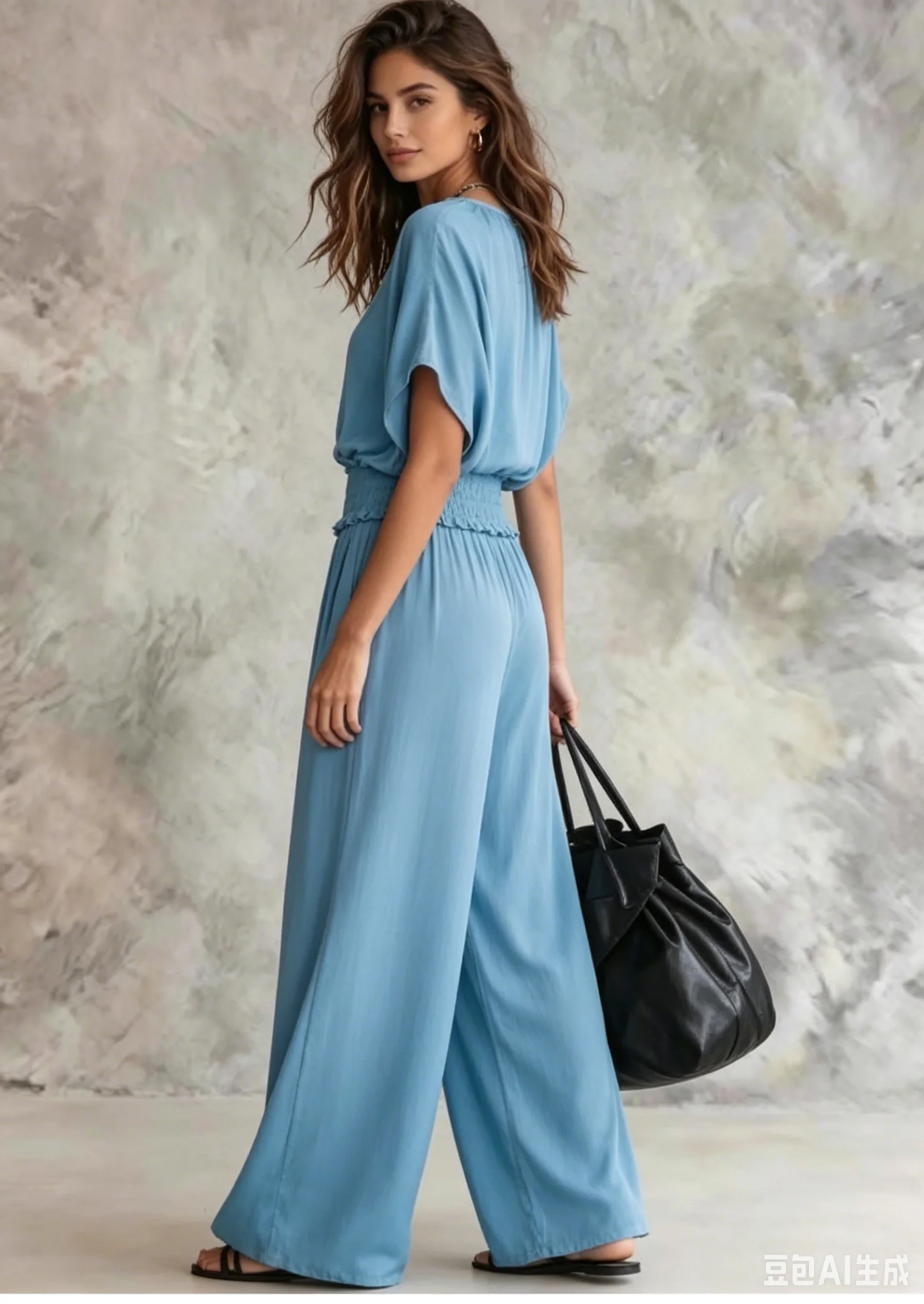 

New Fashionable Waisted Round Neck Bat Sleeve Elegant Long Dresses With Pockets Women Summer Casual Beach Holiday Party Dresses