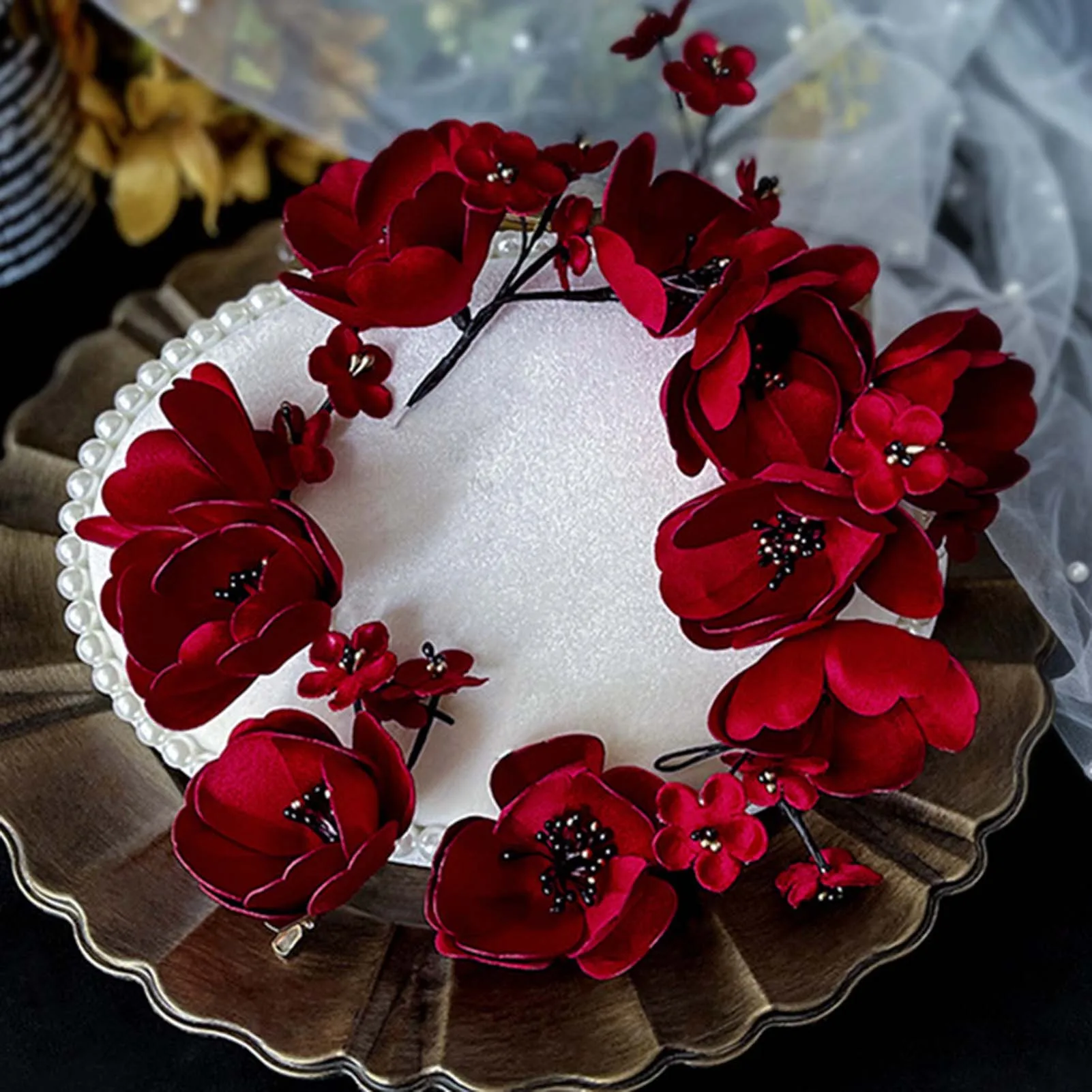 

Wedding Female Flower Hairbands Hair Clips Bride Pearl Hairpin Hair Clips For Bridal Hair Accessories Hairband Wedding Jewelry
