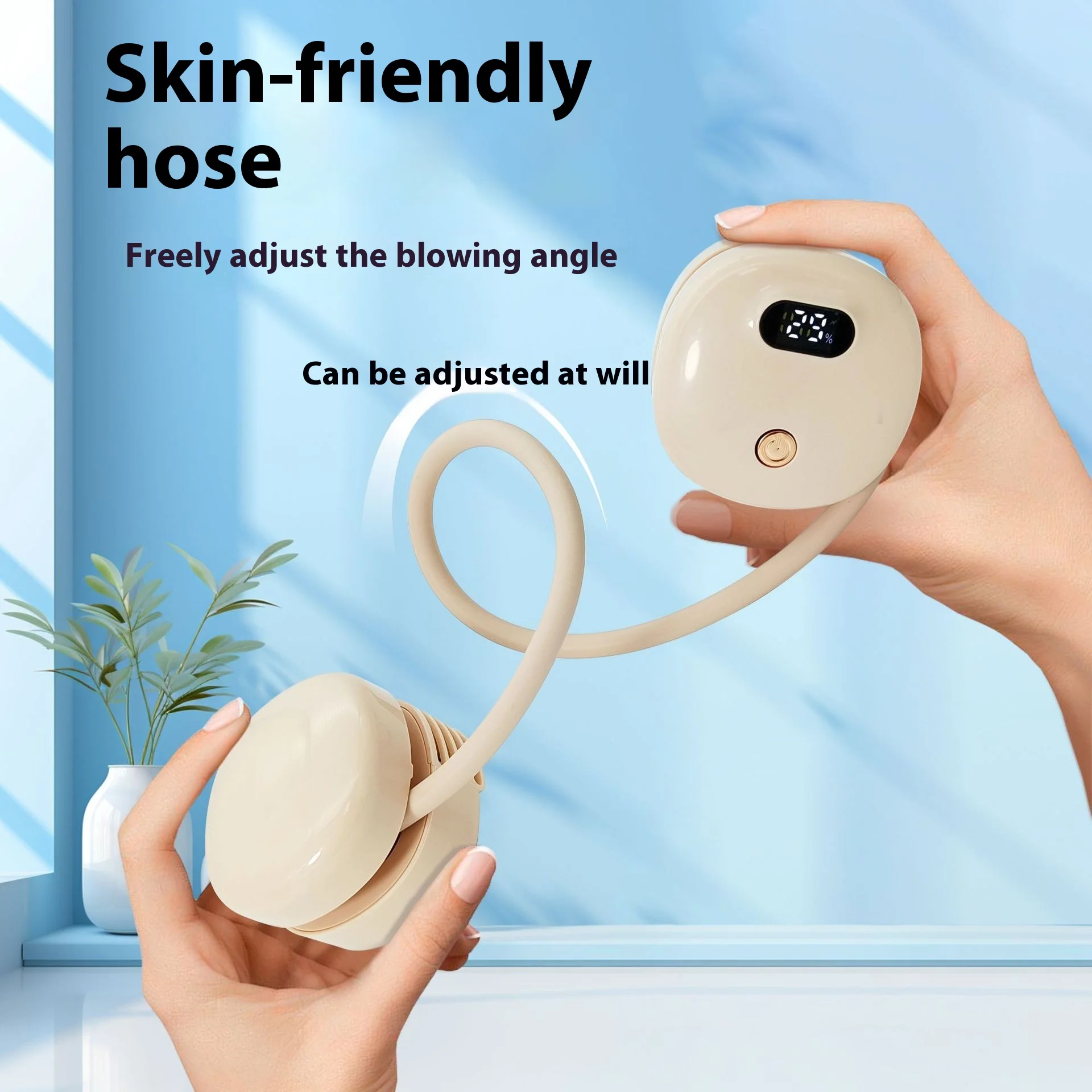 

Мини-USB перезаряжаемый шейный вентилятор без листьев, бесшумный, громкой связи, высокая мощность, цифровой дисплей, путешествия, спорт, летний охлаждающий светильник, складной