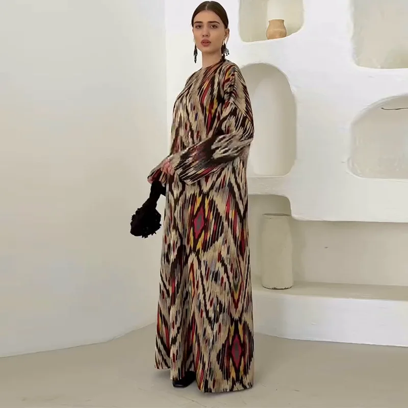 Long Dress Abaya Muslim Women Dubai Print Dresses Jalabiya Morocco Abayas Islam Modest Vestidos Arab Robe Kaftan Ramadan 2025