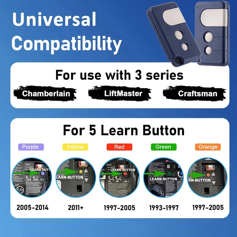 Télécommande de porte de garage, 433.92MHz, commande d'ouverture à 3 boutons, compatible avec plusieurs modèles, 3 pièces