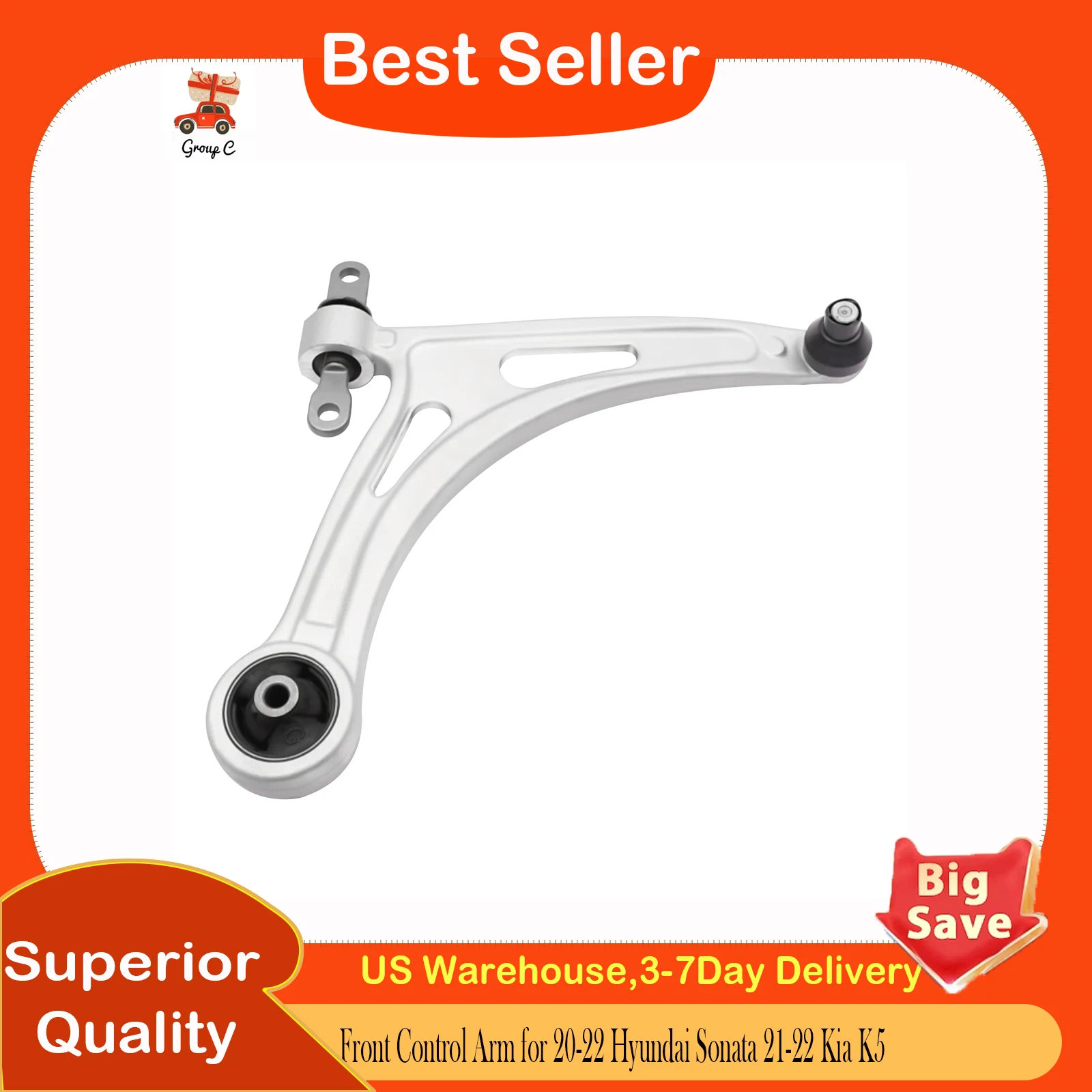 

Передний нижний рычаг подвески, 54501L1000, правый, для Hyundai Sonata 20-22, Kia K5 21-22, алюминиевый сплав