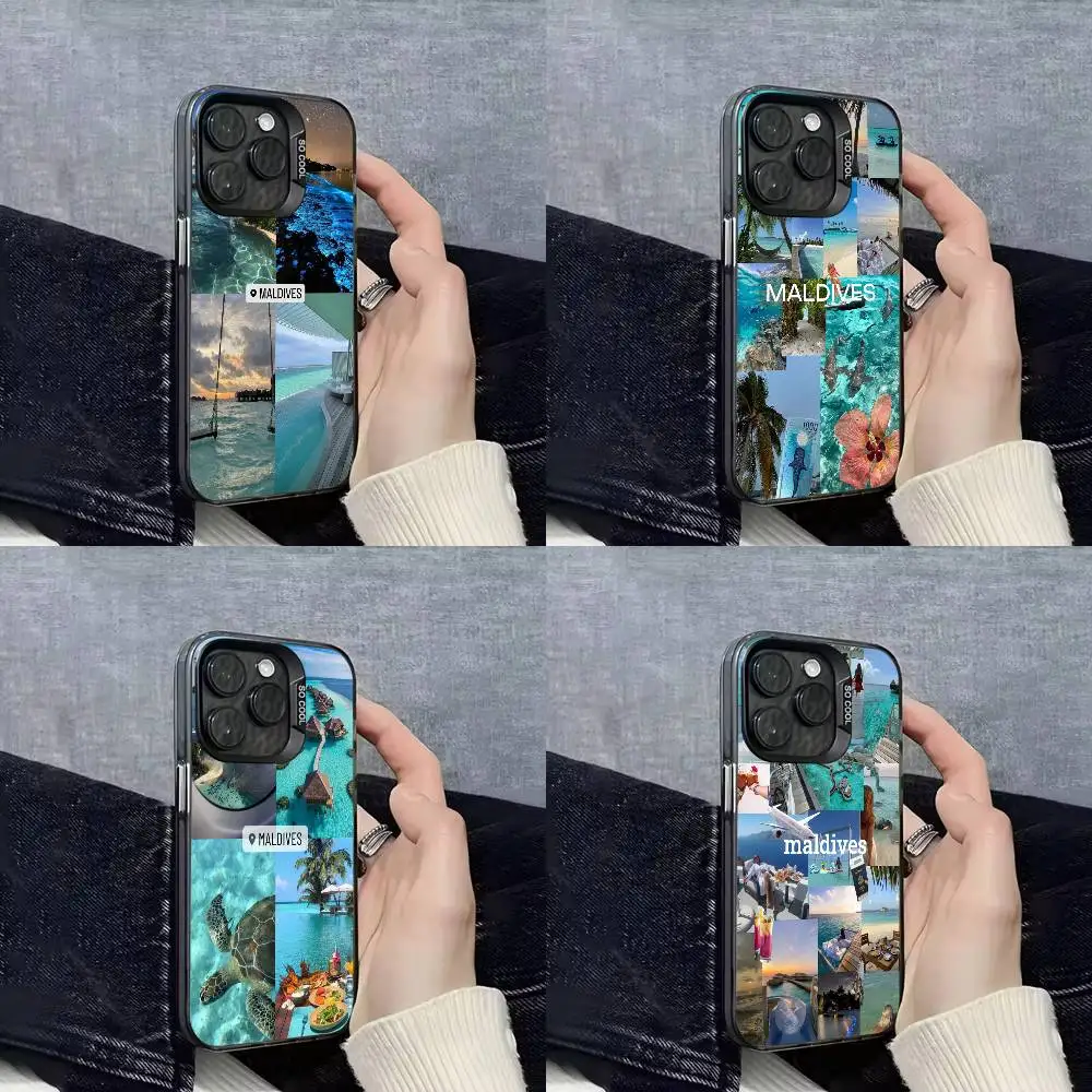 

Maldives Ocean Sea Beach Phone Case For iPhone 16,15,14,13,12,11,Mini,Pro,E,SE4,XS,MAX Black IMD Box