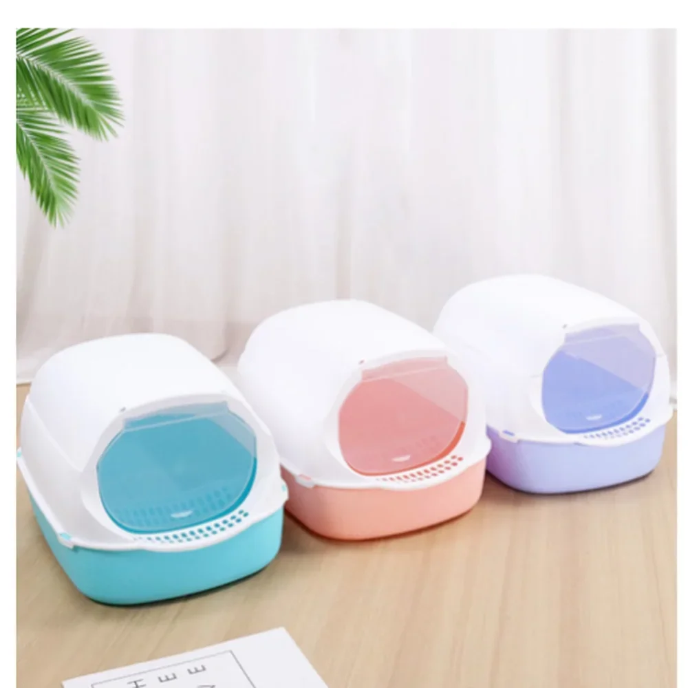 Fully Closed Cat Litter Box Anti Splash Pet Toilet Puppy Kitten Indoor Clean Basin Pets Bedpan Plastic Deodorant Cats Sandbox